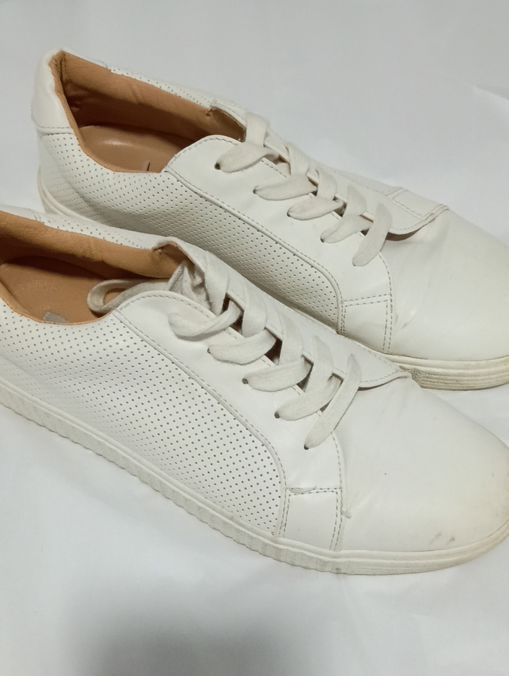 Steve Madden Toliver white lace-up sneakers featuring perforated side panels 10